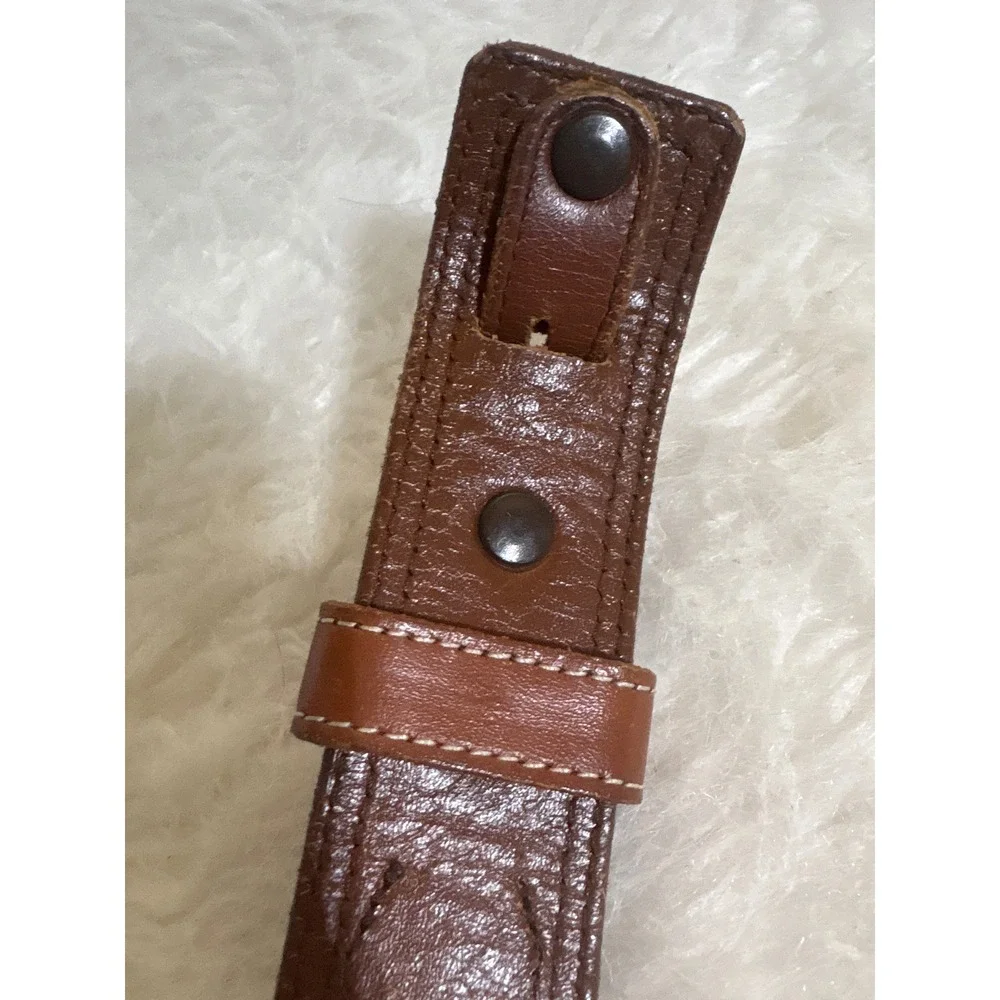 Vogt Belt Mens 32 Basketweave Brown Leather Handmade Western Silver Buckle